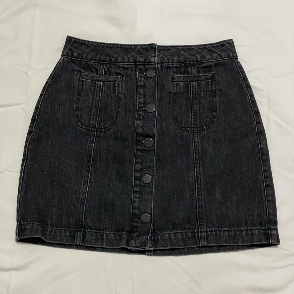 Black denim skirt